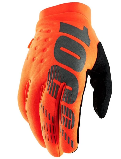 100% Brisker Fluo Orange/Black мотоперчатки, оранжево-черный