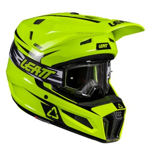 Leatt Kit Moto 3.5 V26 Neon Yellow шлем кроссовый + Vizion 3.5 мотоочки, желтый