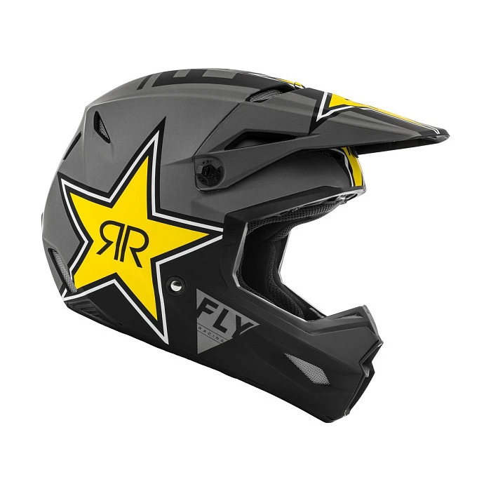 Fly Racing Kinetic Rockstar шлем кроссовый, серо-черно-желтый матовый