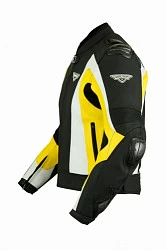 First Mach-2 YEL кожаная мотокуртка с защитой, черно-желтый