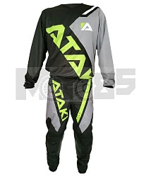 Ataki Impact мотоштаны, черно-серо-салатовый