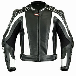 First Mach-2 WHT кожаная мотокуртка с защитой, черно-белый