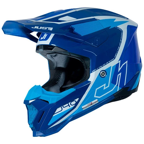 Just1 J40 Flash White Blue шлем кроссовый, бело-синий