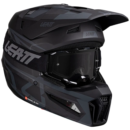 Leatt Kit Moto 3.5 V25 Stealth шлем кроссовый + Vizion 3.5 мотоочки