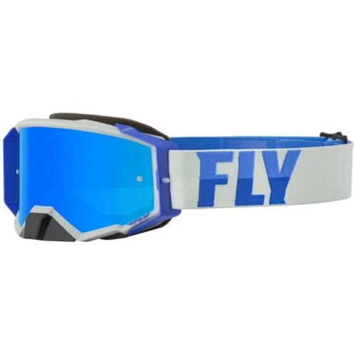 Fly Racing Zone Pro 2022 мотоочки, серо-синий, синяя зеркальная линза