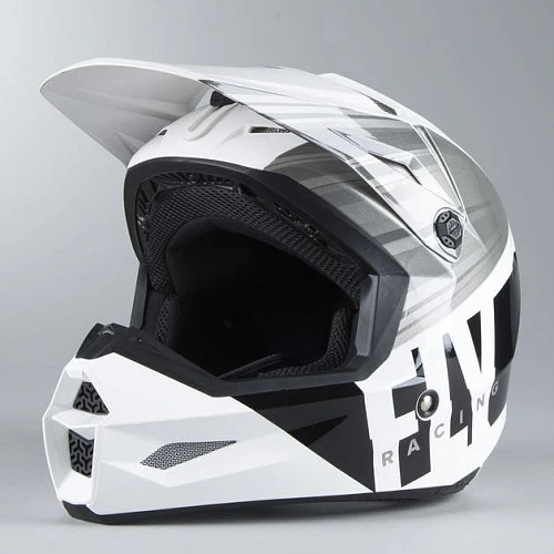 Fly Racing Kinetic K220 2020 шлем кроссовый, бело-серо-черный