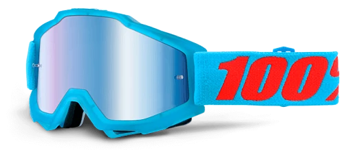 100% Accuri Acidulous Cyan/Mirror Blue Lens мотоочки, красно-голубой, зеркальная синяя линза