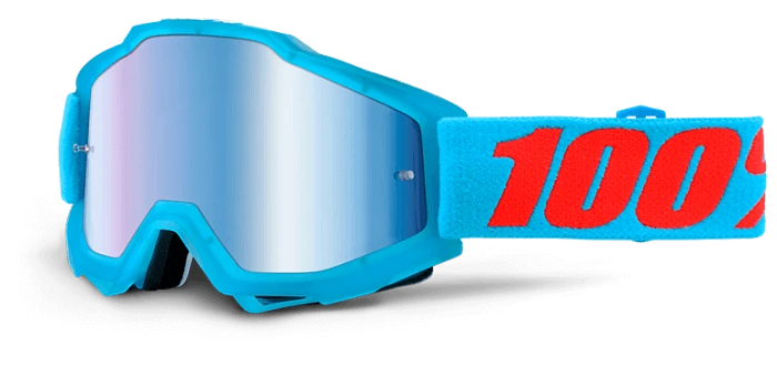 100% Accuri Acidulous Cyan/Mirror Blue Lens мотоочки, красно-голубой, зеркальная синяя линза