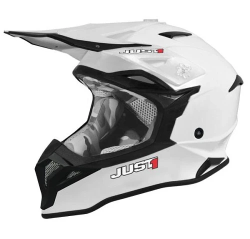 Just1 J39 Solid шлем кроссовый, белый глянцевый