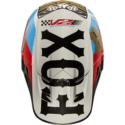 Fox Racing V2 Rohr Black шлем кроссовый, черно-бело-бронзовый