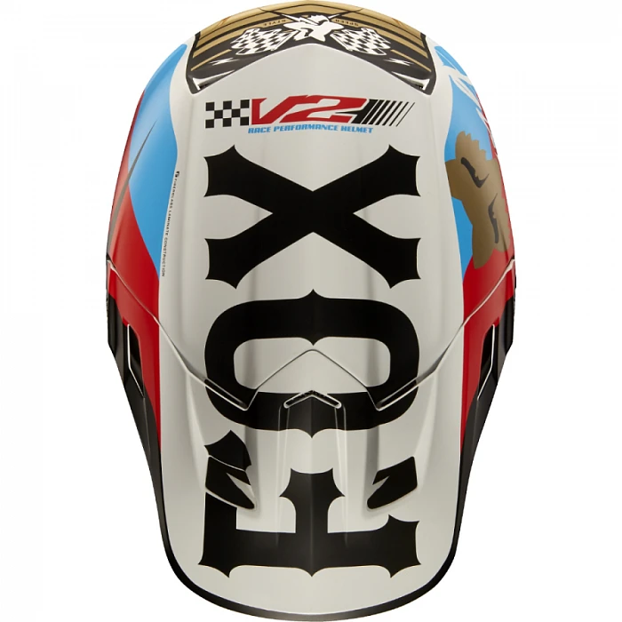 Fox Racing V2 Rohr Black шлем кроссовый, черно-бело-бронзовый