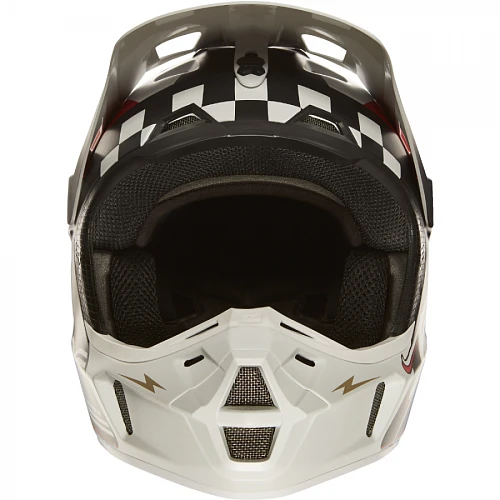 Fox Racing V2 Rohr Black шлем кроссовый, черно-бело-бронзовый