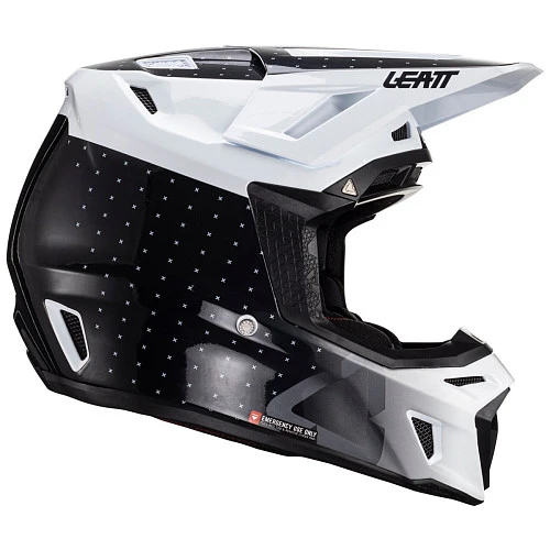 Leatt Kit Moto 8.5 V24 Black/White шлем кроссовый + Velocity 5.5 мотоочки, черно-белый