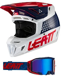 Leatt Kit Moto 8.5 V21 Blue шлем кроссовый + Velocity 5.5 мотоочки