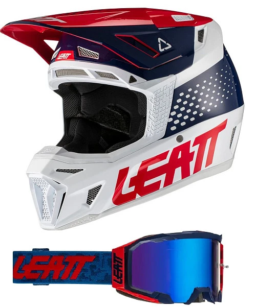 Leatt Kit Moto 8.5 V21 Blue шлем кроссовый + Velocity 5.5 мотоочки