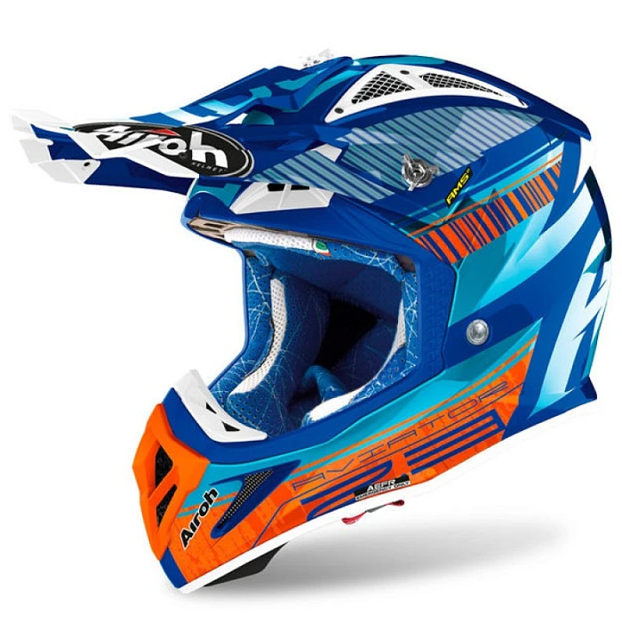 Airoh Aviator 2.3 Novak Chrome Azure шлем внедорожный, сине-оранжевый