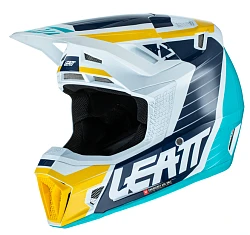 Leatt Kit Moto 7.5 V22 Aqua шлем кроссовый + Velocity 4.5 мотоочки