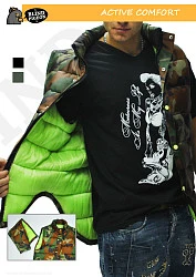 Blind Pigeon жилет стеганный с прямой молнией, зеленый камуфляж