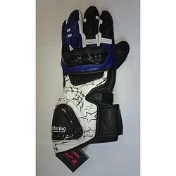 First M02 Star Gloves мотоперчатки кожаные с защитой, город, город, сине-бело-черный