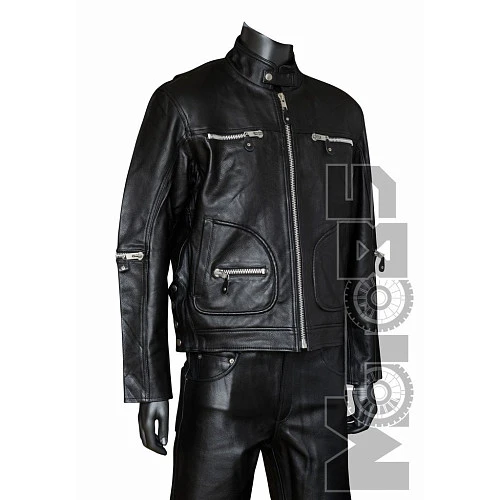 First M710CC Куртка кожаная с прямой молнией и клепками, 4XL-5XL