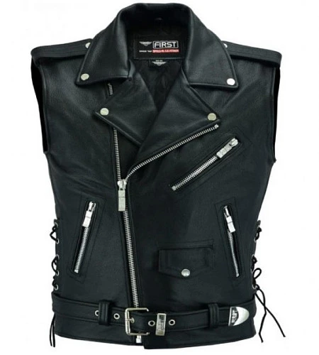 First V778 BFL Жилет-косуха мужской с плетением сбоку, XS-3XL