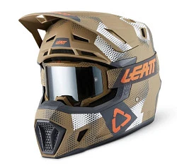 Leatt Kit Moto 7.5 V27 Camo Khaki Brown шлем кроссовый + Velocity 4.5 мотоочки