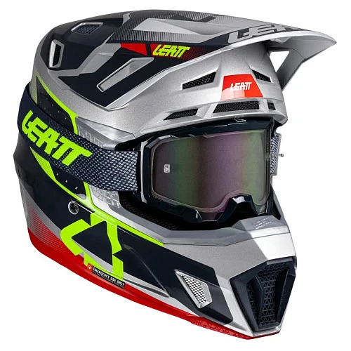 Leatt Kit Moto 7.5 V25 Steel шлем кроссовый + Velocity 4.5 мотоочки
