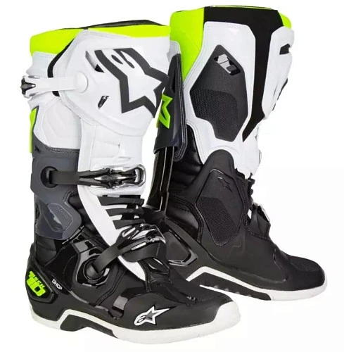 Alpinestars Tech 10 мотоботы кроссовые, бело-салатово-черный