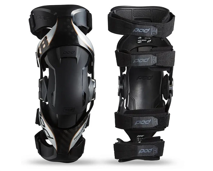 POD MX K8 2.0 Knee Brace наколенники, черно-серебристый