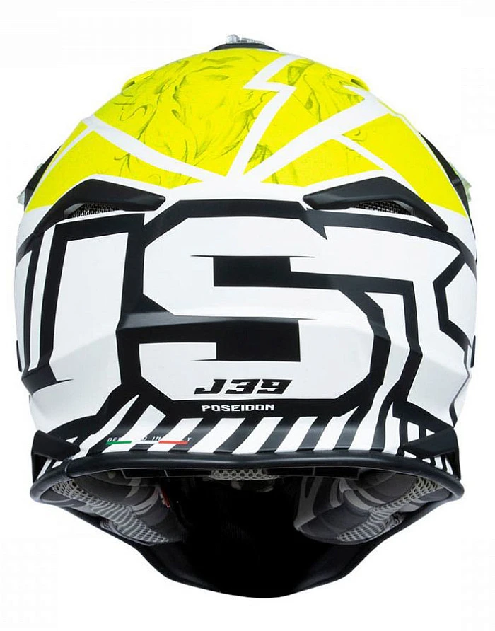 Just1 J39 Poseidon Fluo Yellow Black White шлем кроссовый
