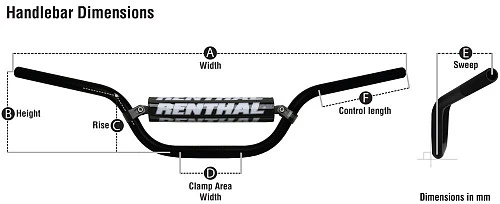Renthal MX/Enduro руль кроссовый 7/8 (22мм), черный (971-08-BK)