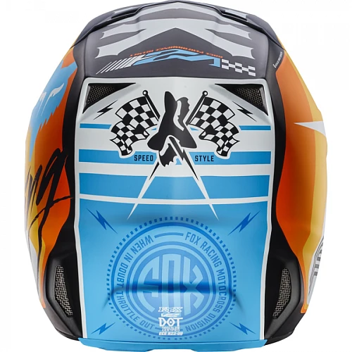 Fox Racing V2 Rohr White шлем кроссовый, бело-оранжево-голубой