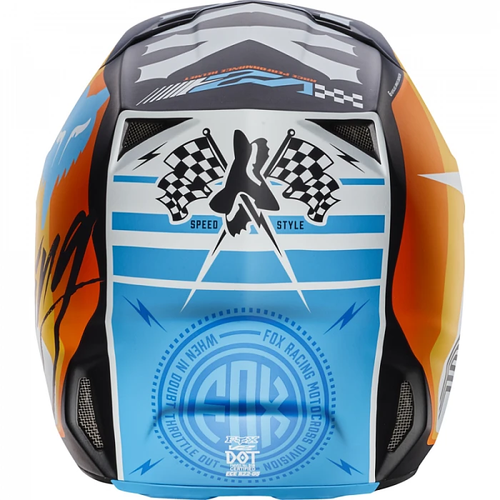 Fox Racing V2 Rohr White шлем кроссовый, бело-оранжево-голубой