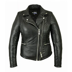 First L119 СС Косуха женская кожаная с двумя молниями, черный