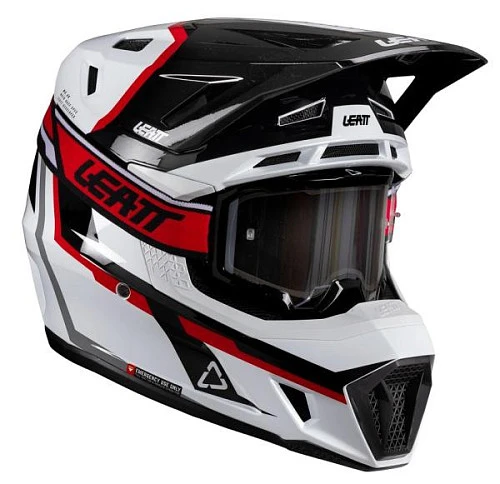 Leatt Kit Moto 7.5 V26  White/Red шлем кроссовый + Velocity 4.5 мотоочки, бело-красный