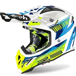 Airoh Aviator 2.3 шлем внедорожный, бело-желто-голубой
