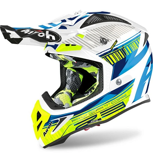 Airoh Aviator 2.3 шлем внедорожный, бело-желто-голубой