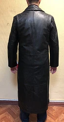 First M905 Плащ кожаный мужской удлиненный, на 3 пуговицах