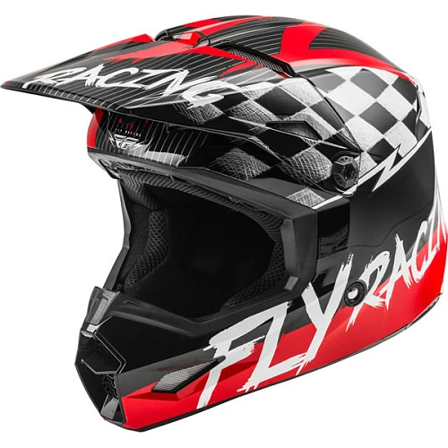Fly Racing Kinetic Sketch шлем кроссовый подростковый, красно-серо-черный