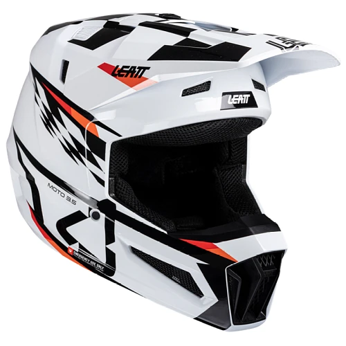Leatt Kit Moto 3.5 Jr V25 White шлем подростковый + Vizion 2.5s мотоочки, белый