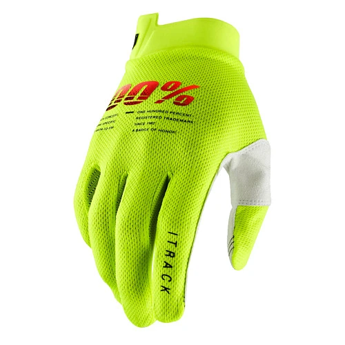 100% ITrack Fluo Yellow мотоперчатки, желтый