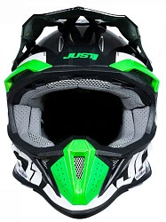Just1 J18 Hexa Fluo Green Black White шлем кроссовый