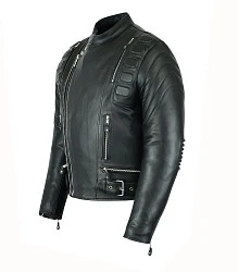 First M510 Куртка мужская кожаная с косой молнией, 4XL-5XL