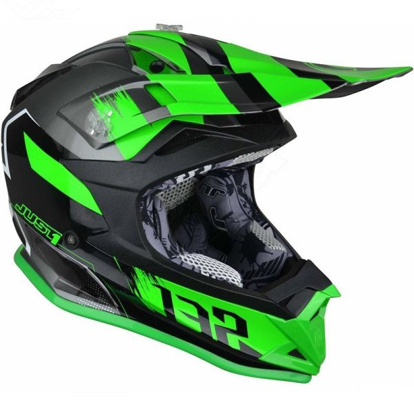 Just1 J32 PRO Kick шлем кроссовый, черно-салатовый Just1 J32 PRO Kick шлем кроссовый, черно-салатовый